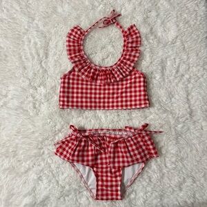 Little Lamb & Co Gingham Red White Bikini Size 10